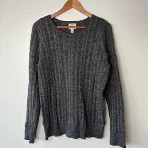 St John’s Bay Cable Knit Marled Black Gray Sweater, XLT